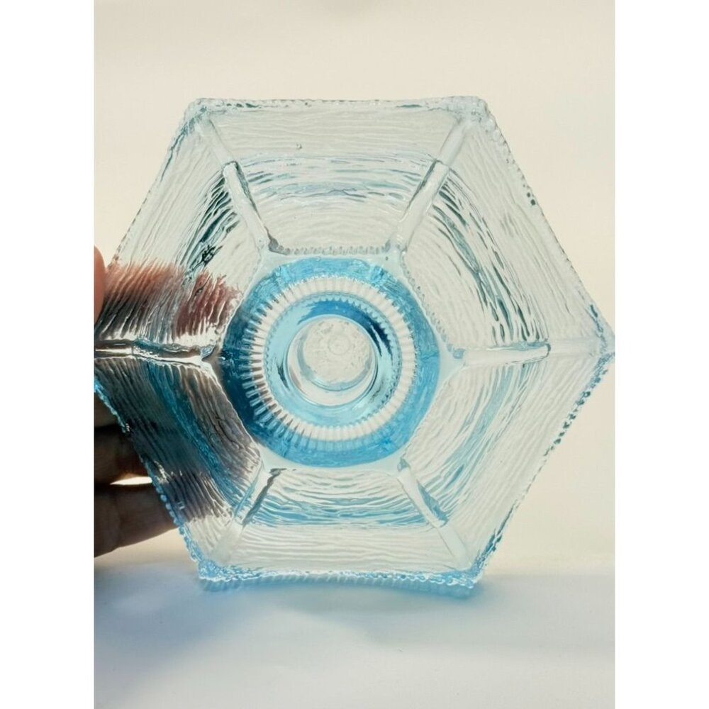 Taper Candle Holder LE Smith Pagoda Light Ice Blue Textured Glass Candleholder - Picture 15 of 16